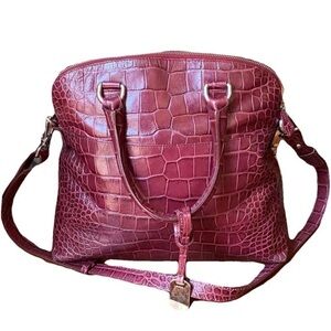 Furla Black Crocodile Skin Leather Alma Bag